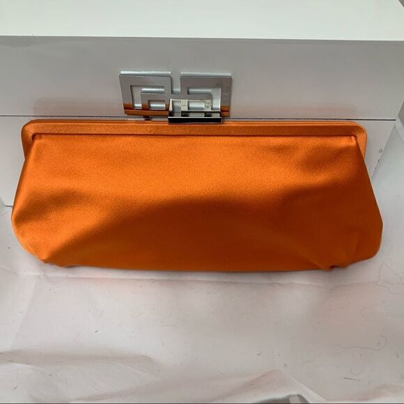 Tiffany & Co. Holly Satin Clutch - Tangerine - EUC - Picture 3 of 13